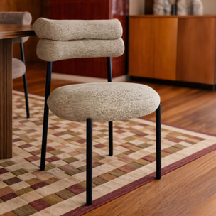 Ensemble table ovale et 6 chaises beige