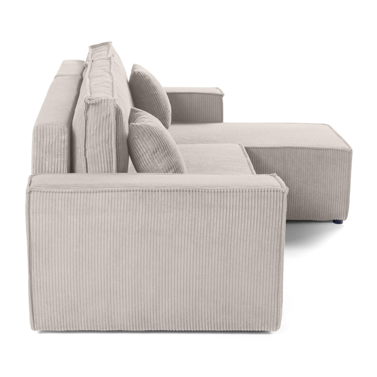 Cezanne - canapé d'angle réversible - 4 places - convertible avec coffre - en velours côtelé - Beige