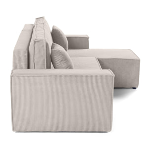 Cezanne - canapé d'angle réversible - 4 places - convertible avec coffre - en velours côtelé - Beige