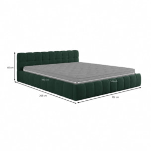 Lit nuage 140x190cm en velours vert PRINCETON