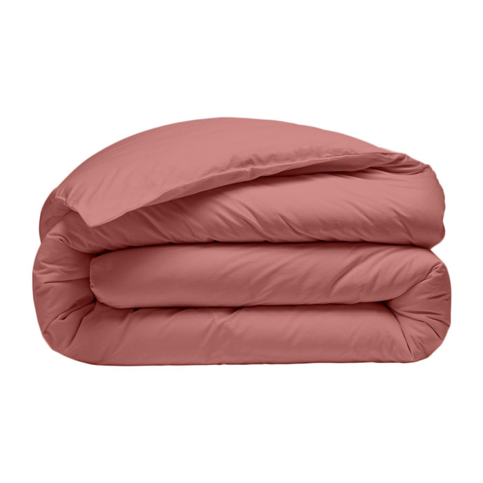 Housse de couette percale de coton lavé vieux rose