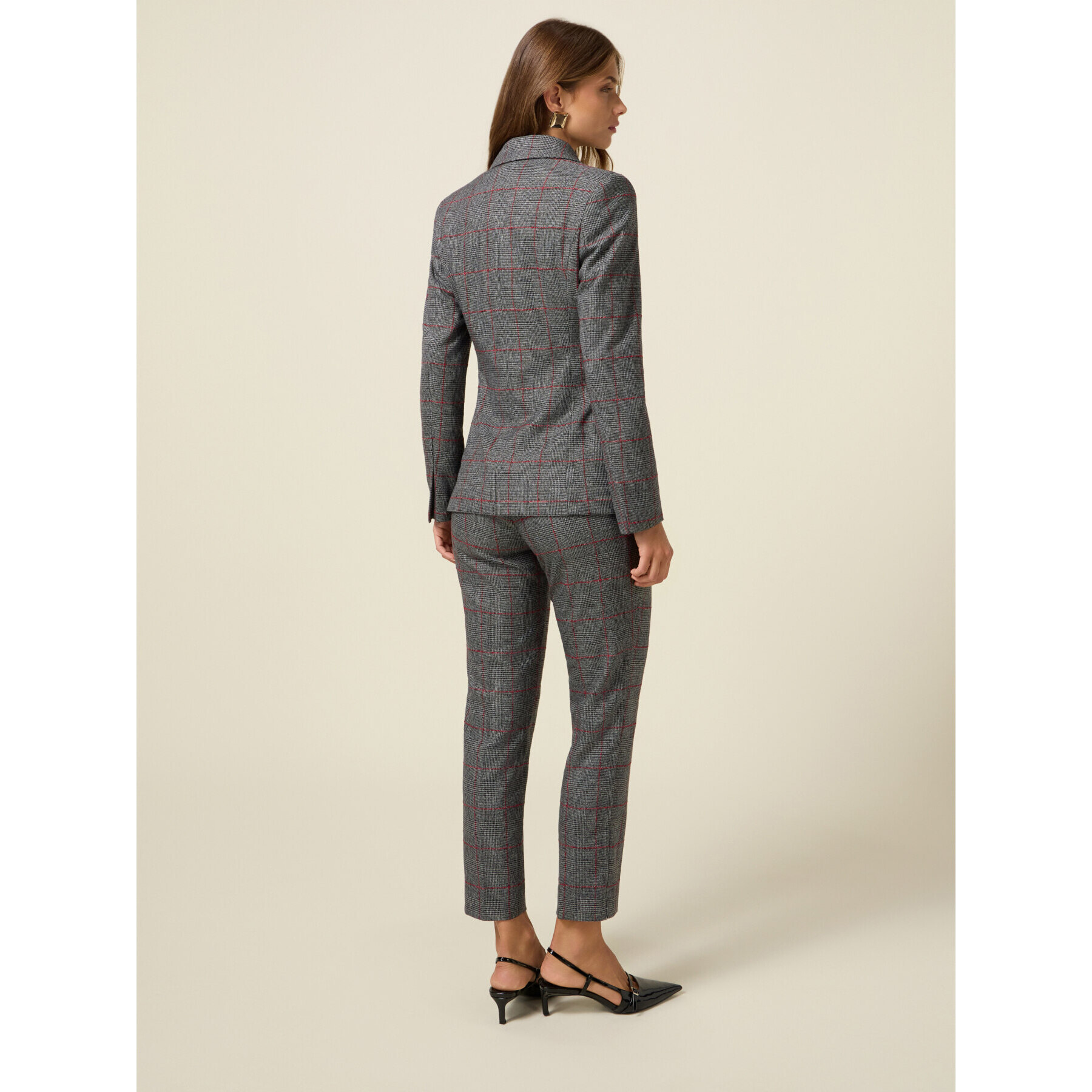 Oltre - Blazer check con spilla - Grigio