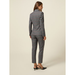 Oltre - Blazer check con spilla - Grigio