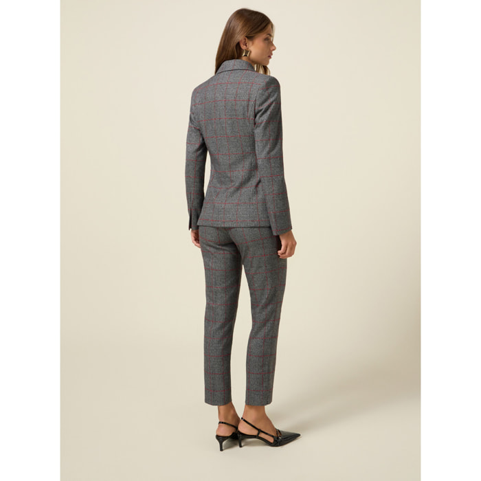 Oltre - Blazer check con spilla - Grigio