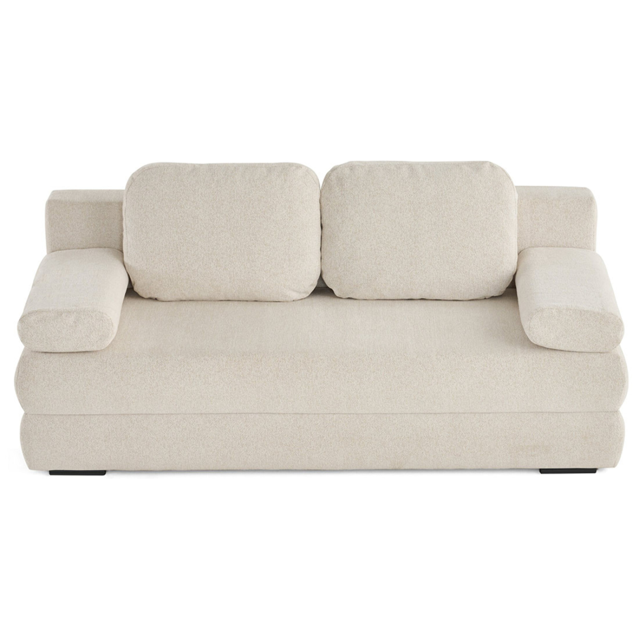 Nora - canapé 3 places convertible avec coffre en tissu texturé - Beige