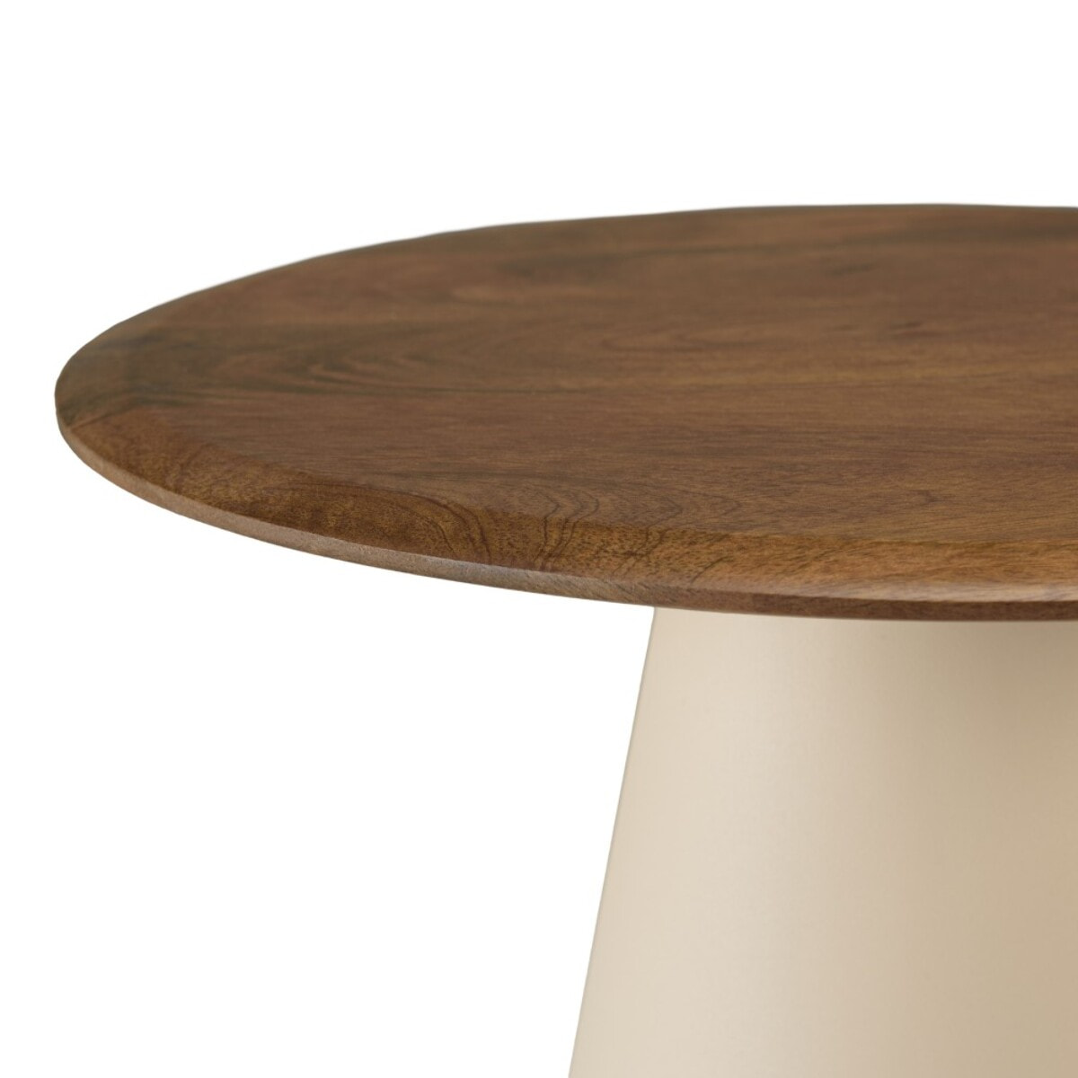 JAMES - Table d'appoint 40x40cm plateau en manguier pied métal ivoire JAMES