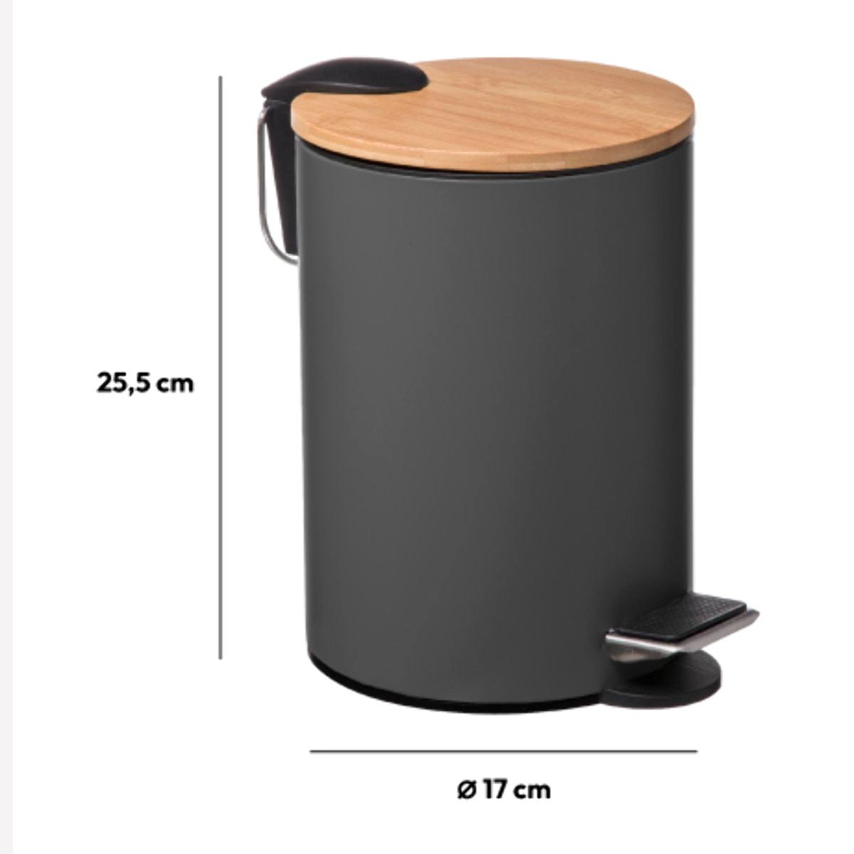 Poubelle Soft close 3L Gris anthracite Trio