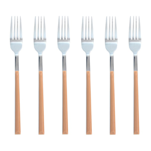 Lot de 6 fourchettes marron en acier inoxydable  COLORAMA