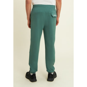 Pantaloni slim in interlock con stampa UT e cuciture