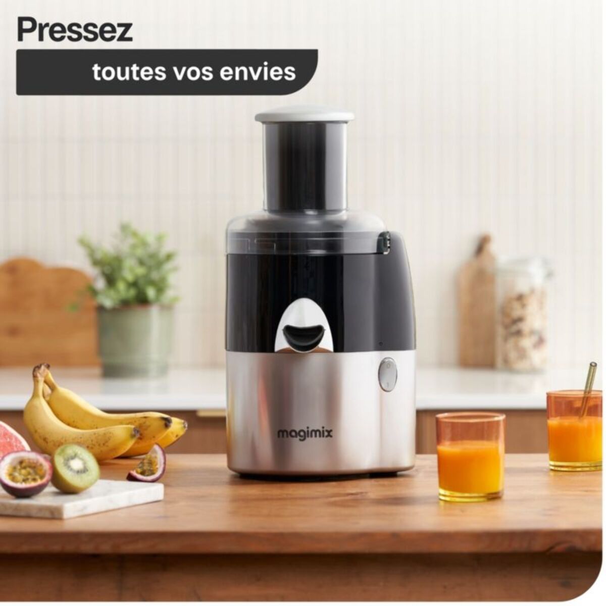 Extracteur de jus MAGIMIX 18085F Juice Expert 3 Chrome et Blanc