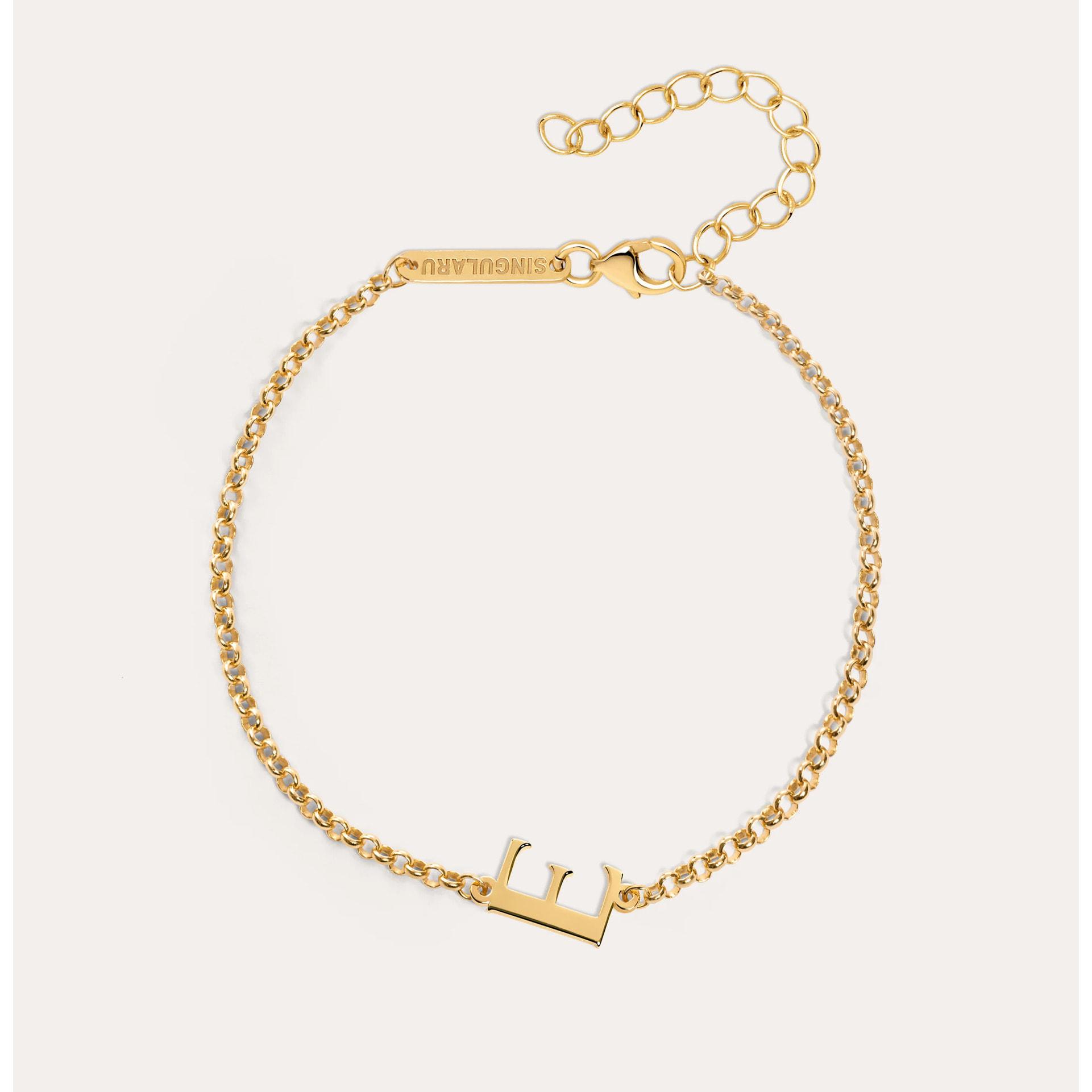 Pulsera Single Letter Plata Baño Oro
