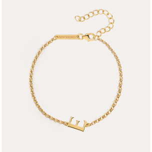 Pulsera Single Letter Plata Baño Oro