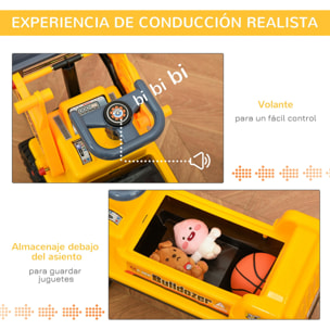 Camion Correpasillos Tractor sin Pedales para Niños de 2-3 Años con Pala Excavadora Espacio de Almacenaje Oculto y Bocina 70x26x37 cm Amarillo