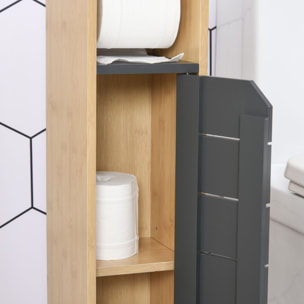 Support papier toilette - porte-papier toilette - armoire pour papier toilette - 2 niveaux + sortie papier MDF gris bambou