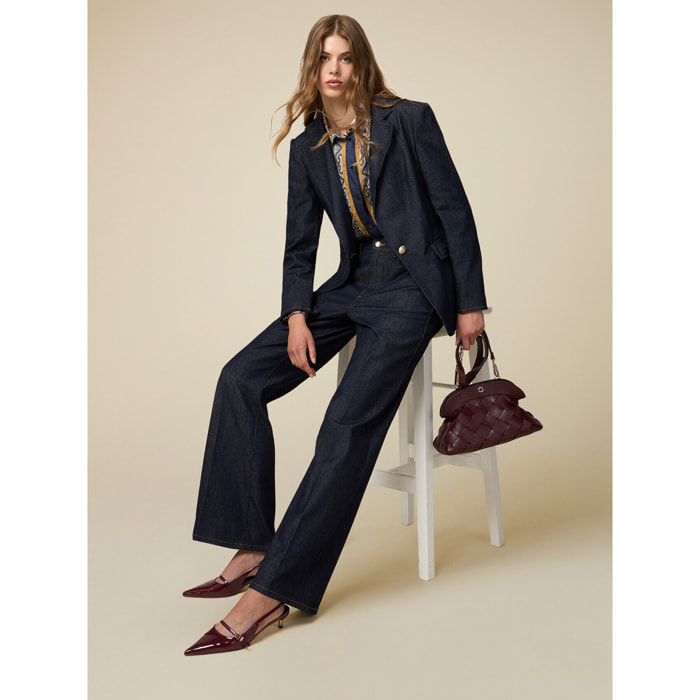 Oltre - Vaqueros wide leg con detalle de lazos - Azul