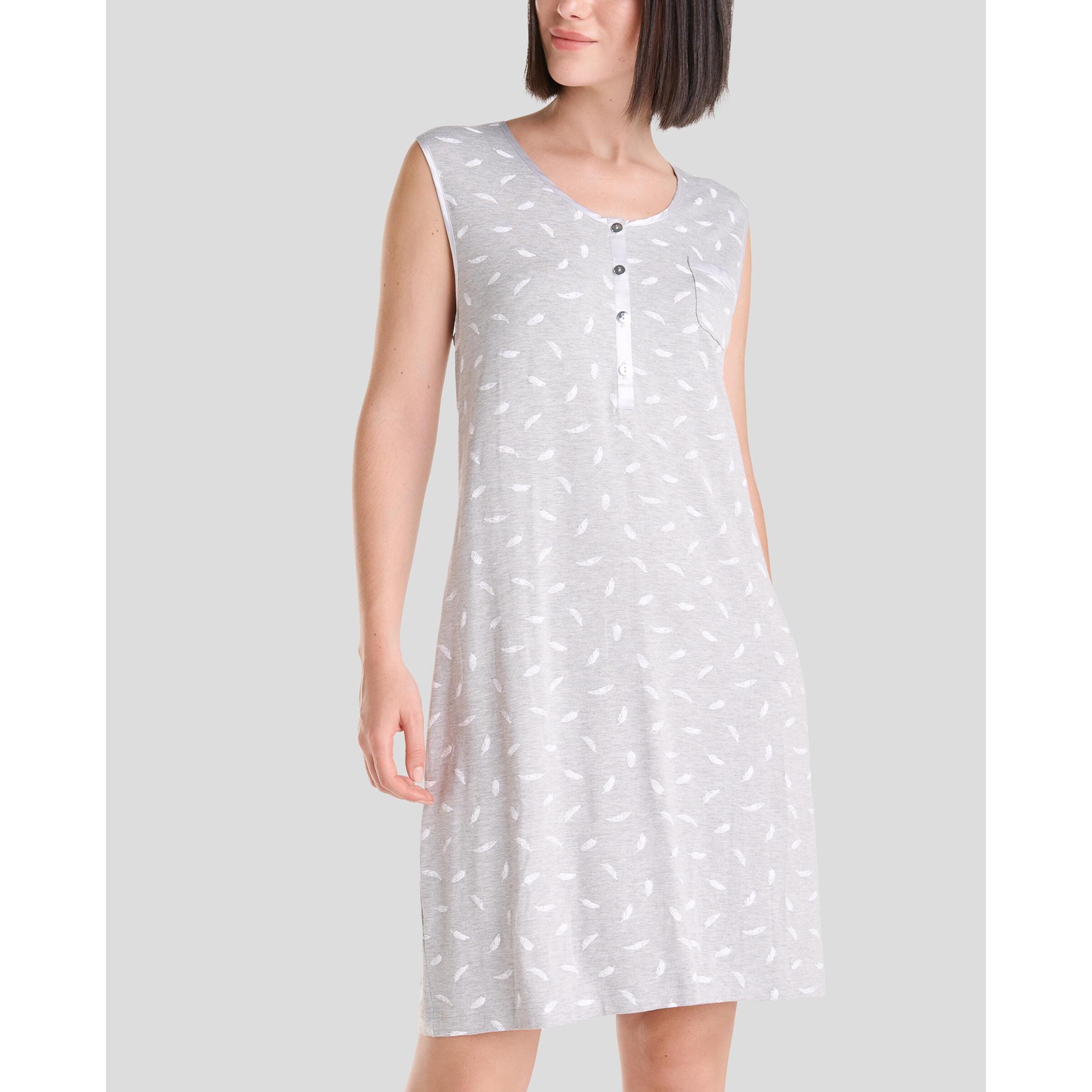 Camisón corto mujer plumas sin mangas fresco