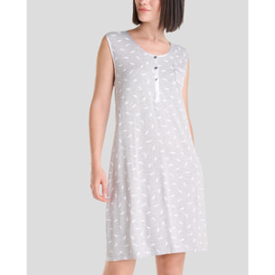 Camisón corto mujer plumas sin mangas fresco