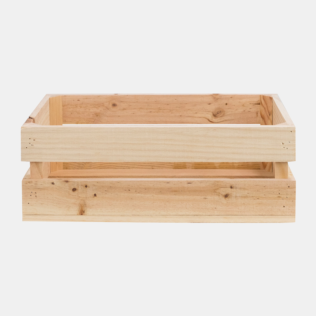 Boîte en bois massif de ton naturel moyen Hauteur: 17.5 Longueur: 49 Largeur: 29.5