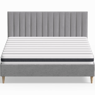 Pack lit en velours + Matelas ressorts et Mousse HR - ELIOT & HYGIOSPRING