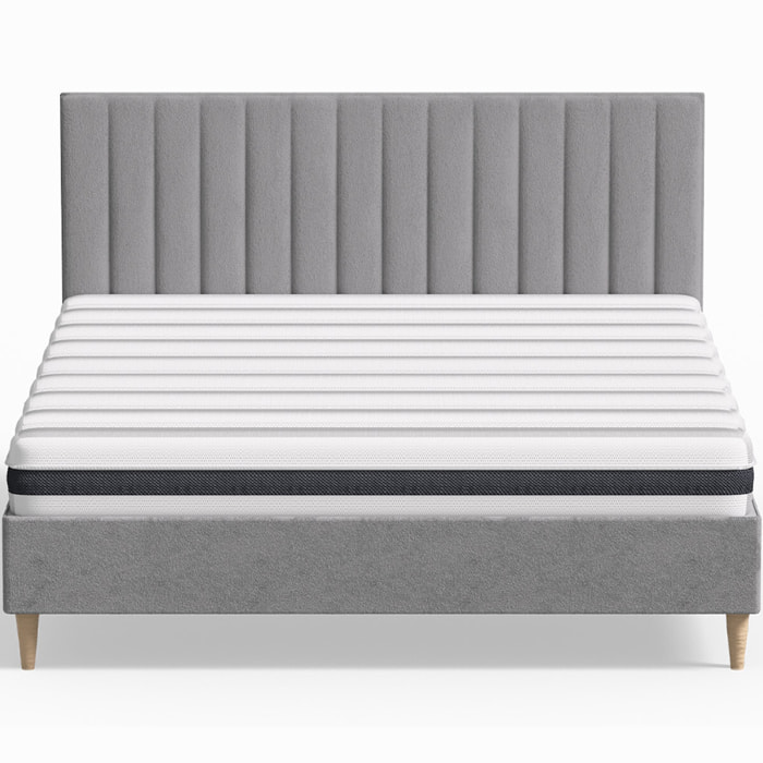 Pack lit en velours + Matelas ressorts et Mousse HR - ELIOT & HYGIOSPRING
