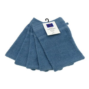 Lot de 5 gants de toilette 15x21cm - Bleu