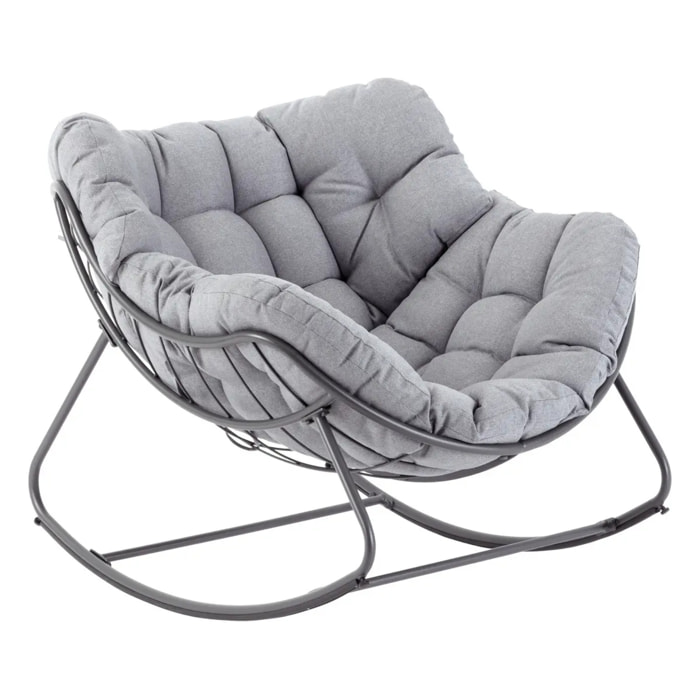 Fauteuil oeuf à bascule "Paopao" gris et graphite en acier traité en epoxy
