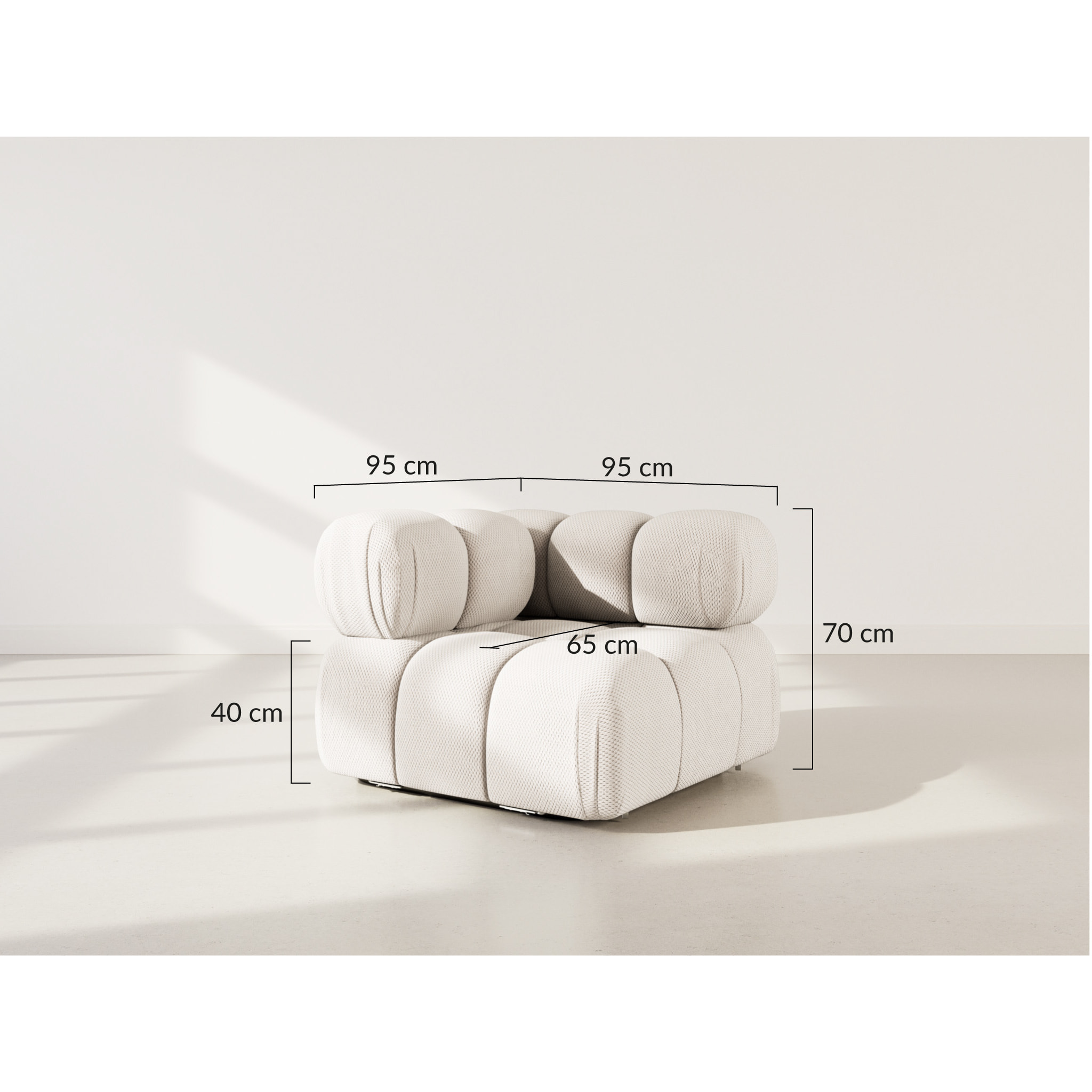 Ruby - module d'assise d'angle gauche en velours texturé - Terracotta