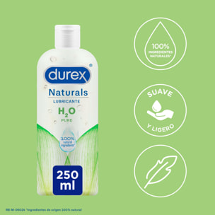 DUREX NATURALS H2O LUBRICANTE BASE AGUA, 100% NATURAL SIN FRAGANCIA, COLORANTES NI AGENTES IRRITANTES – 250ML