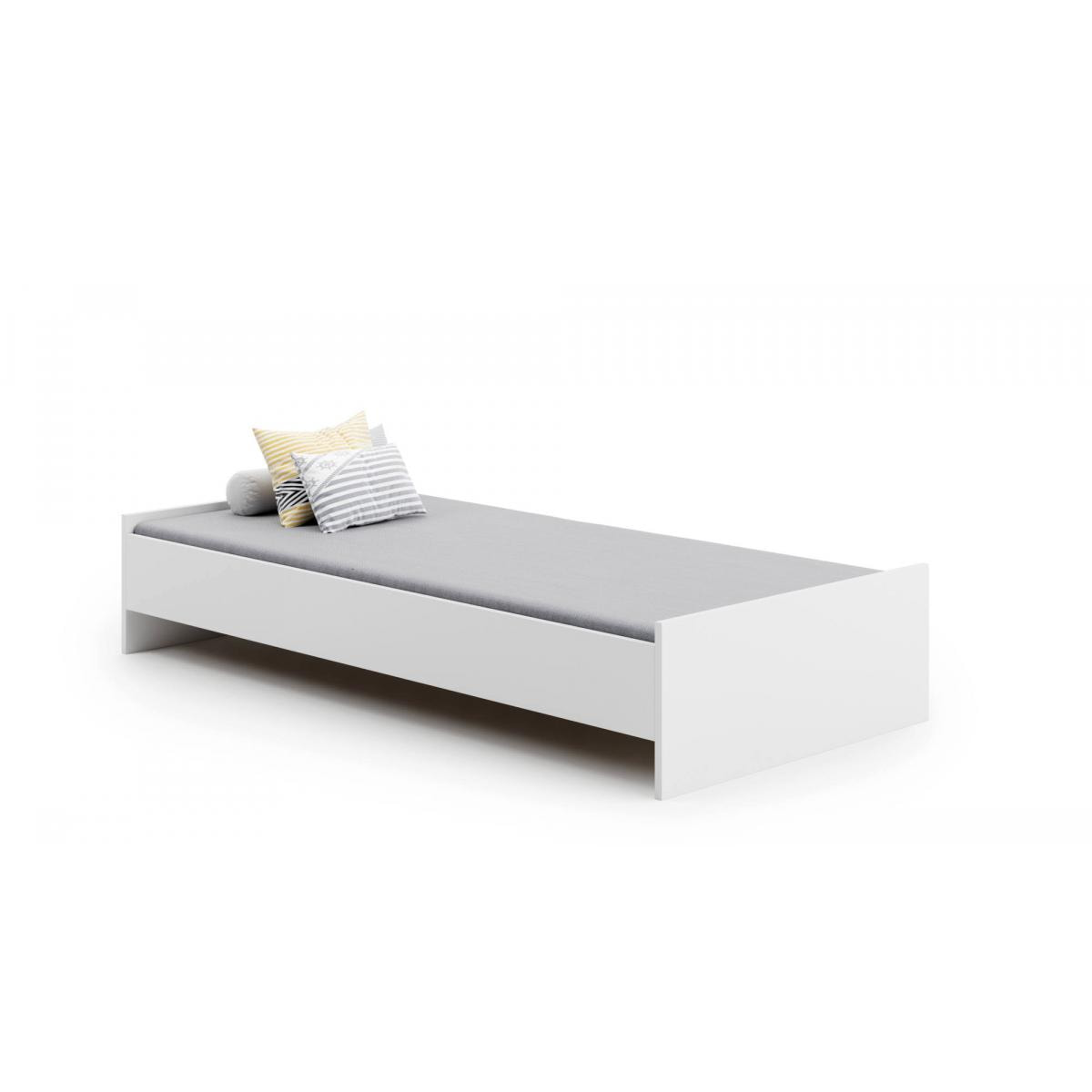 Letto singolo moderno con testiera, letto a una piazza adatto a materasso da 90x190 cm, colore Bianco