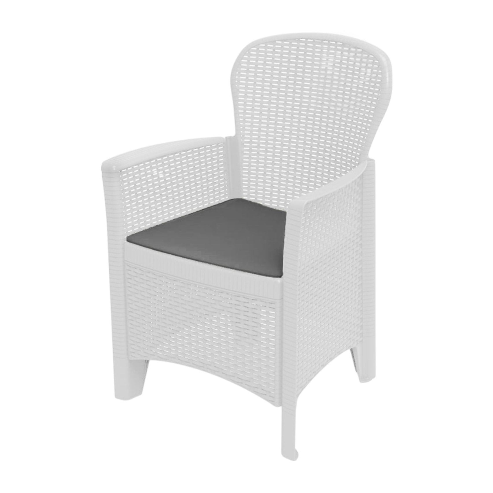 Sedia da esterno Como, Seduta da giardino, Poltrona outdoor effetto rattan, 100 % Made in Italy, Cm 60x58h89, Bianco