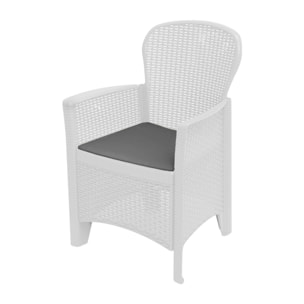 Sedia da esterno Como, Seduta da giardino, Poltrona outdoor effetto rattan, 100 % Made in Italy, Cm 60x58h89, Bianco