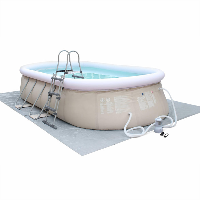 Kit piscine géante complet - Onyx grise - autoportante ovale 5.4x3m avec pompe de filtration. bâche de protection. tapis de sol et échelle. piscine hors sol autostable.