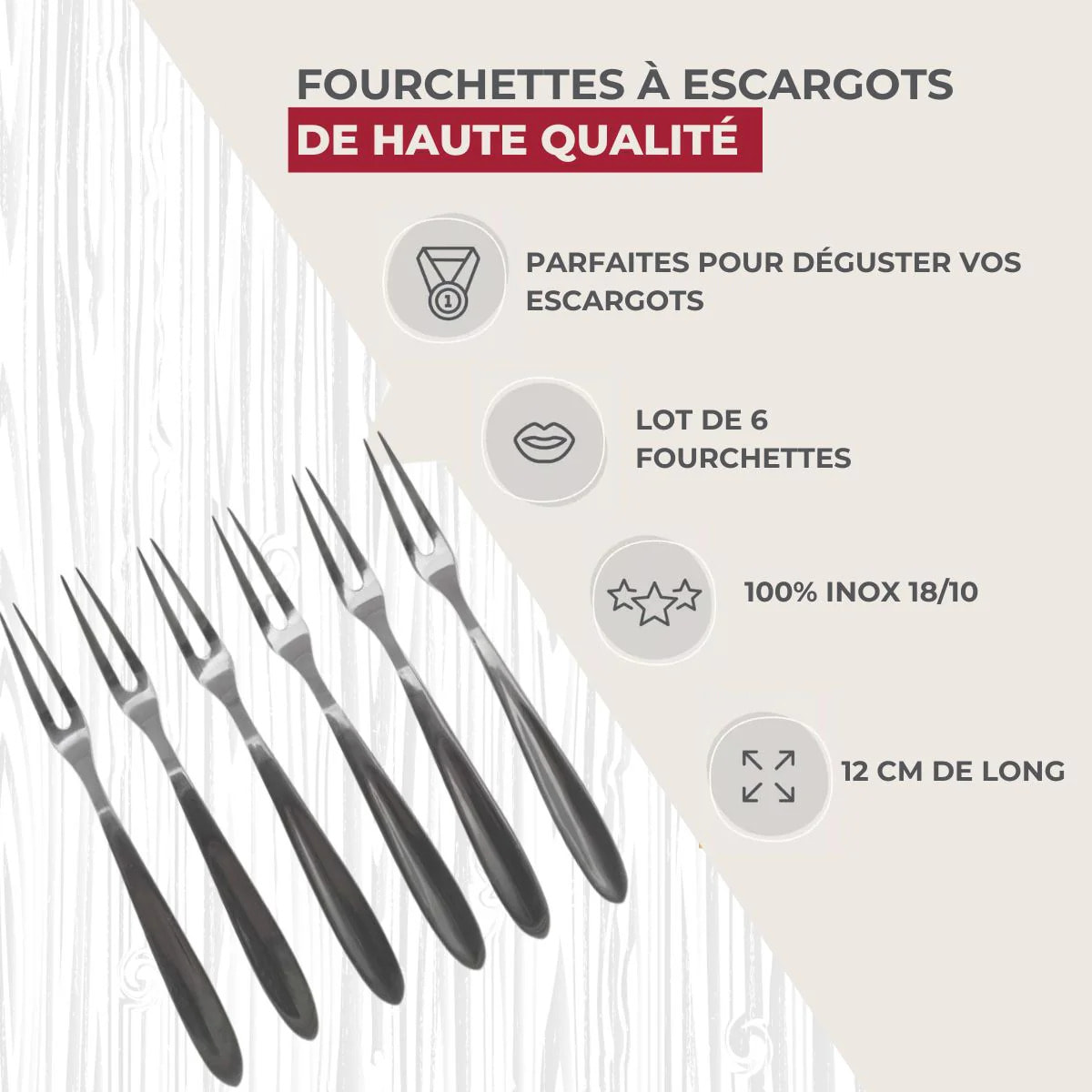 Lot de 6 fourchettes à escargots 12,5 cm Fackelmann