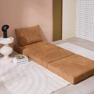 Chauffeuse matelas convertible camel tissu chenille 1 place Fold