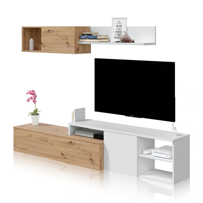 Salón Kate Blanco Artik (Blanco Mate) - Roble Nodi