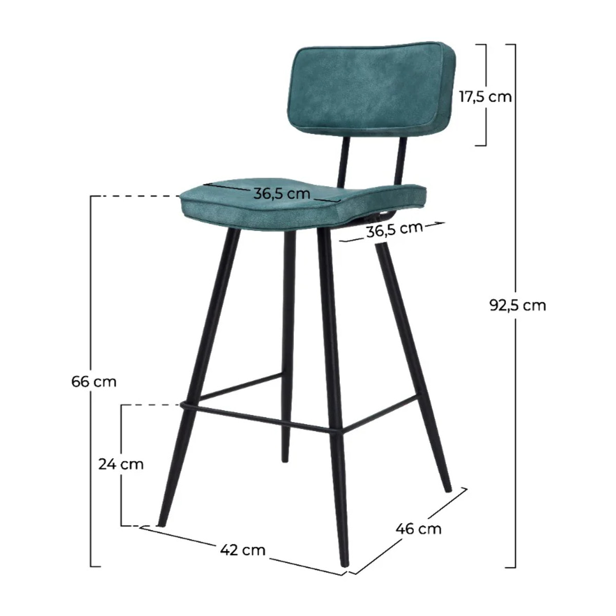 Lot de 2 chaises pour îlot central 66 cm en cuir synthétique bleu - Texas