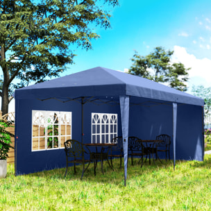 Carpa Plegable 6x3 m, Pop-up, con 4 Laterales Desmontables, Cenador de Jardín con 2 Ventanas Visibles, Bolsa de Transporte, Impermeable, Anti-UV, Gazebo para Camping, Fiestas, Exterior, Azul
