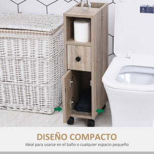 Armario de Baño con Ruedas de Madera 18x30x68,5cm Roble