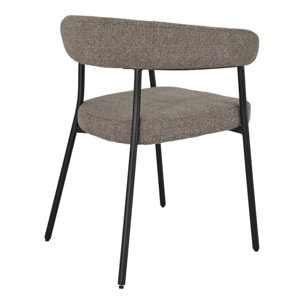 Set 2 sedie da pranzo Trivio in tessuto marrone con gambe in acciaio grigio