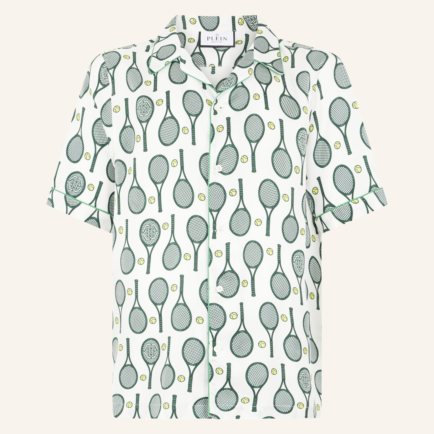 PHILIPP PLEIN Silk Bowling Shirt Tennis