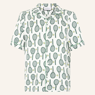 PHILIPP PLEIN Silk Bowling Shirt Tennis