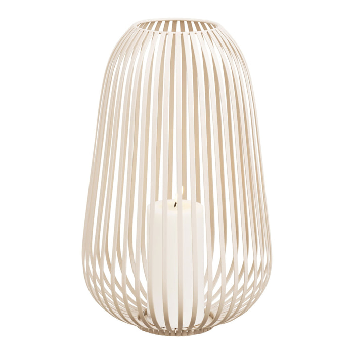 Lanterna Stoense alta in metallo beige a fasce ø24,5x40 cm