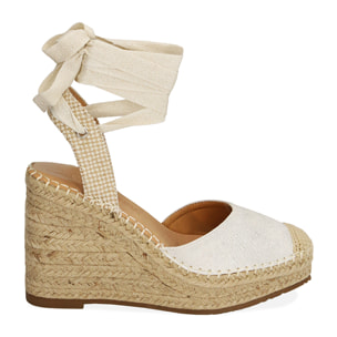 Espadrillas argento in canvas, zeppa 11,5 cm