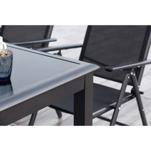 Table de jardin et 10 chaises en aluminium gris BAFFADI