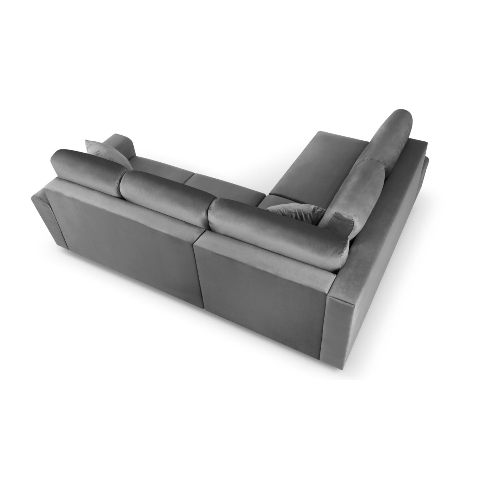 Canapé d'angle gauche convertible avec coffre de rangement "Kyoto" 5 places en velours gris clair