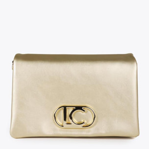 Borsa a tracolla in ecopelle con tre scomparti e patta