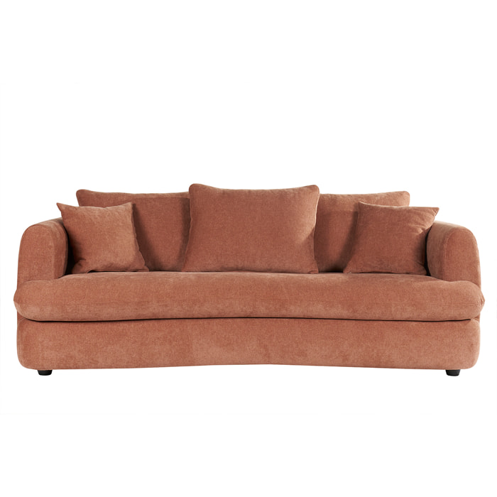 Canapé convertible déhoussable 3-4 places design haricot en tissu effet velours terracotta SACHA