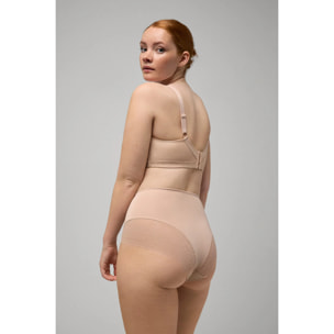 Mutandina ad alto controllo con dettagli in pizzo beige