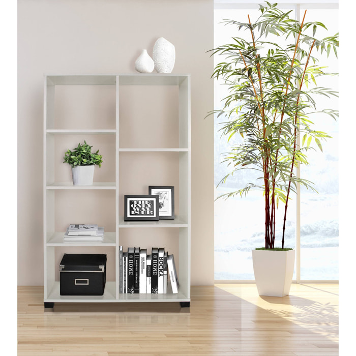 Libreria asimmetrica a 7 ripiani, 80 x 24 x 126, Bianco