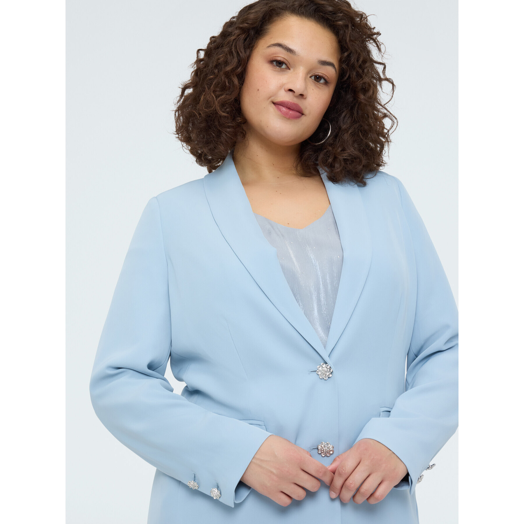 Fiorella Rubino - Blazer con bottoni gioiello - Azzurro